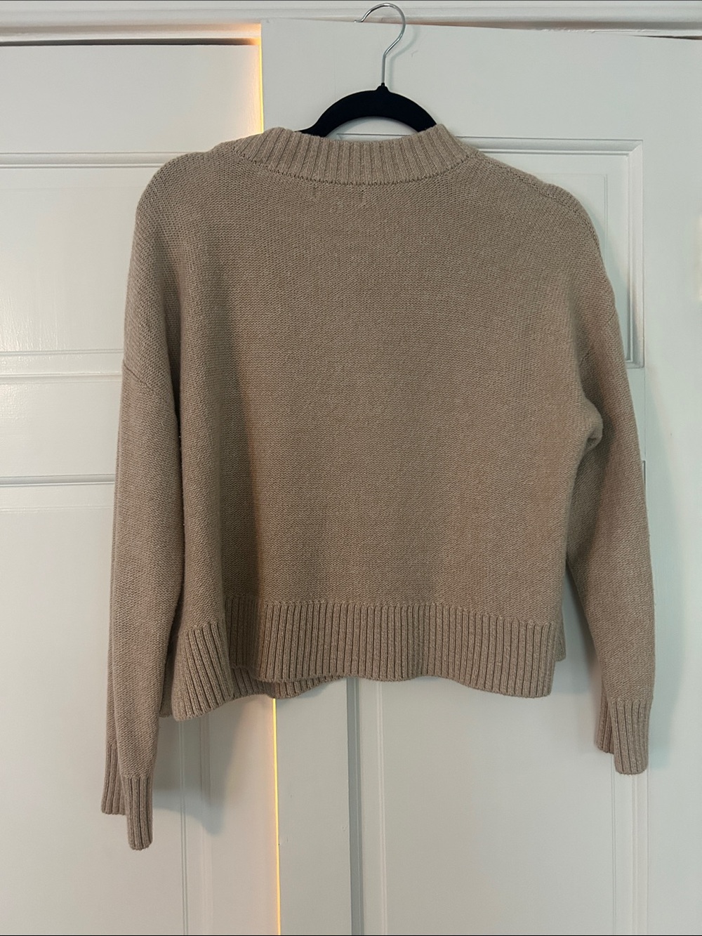 Quince Beige Button-Front Cropped Knit Cardigan - Picture 3 of 3